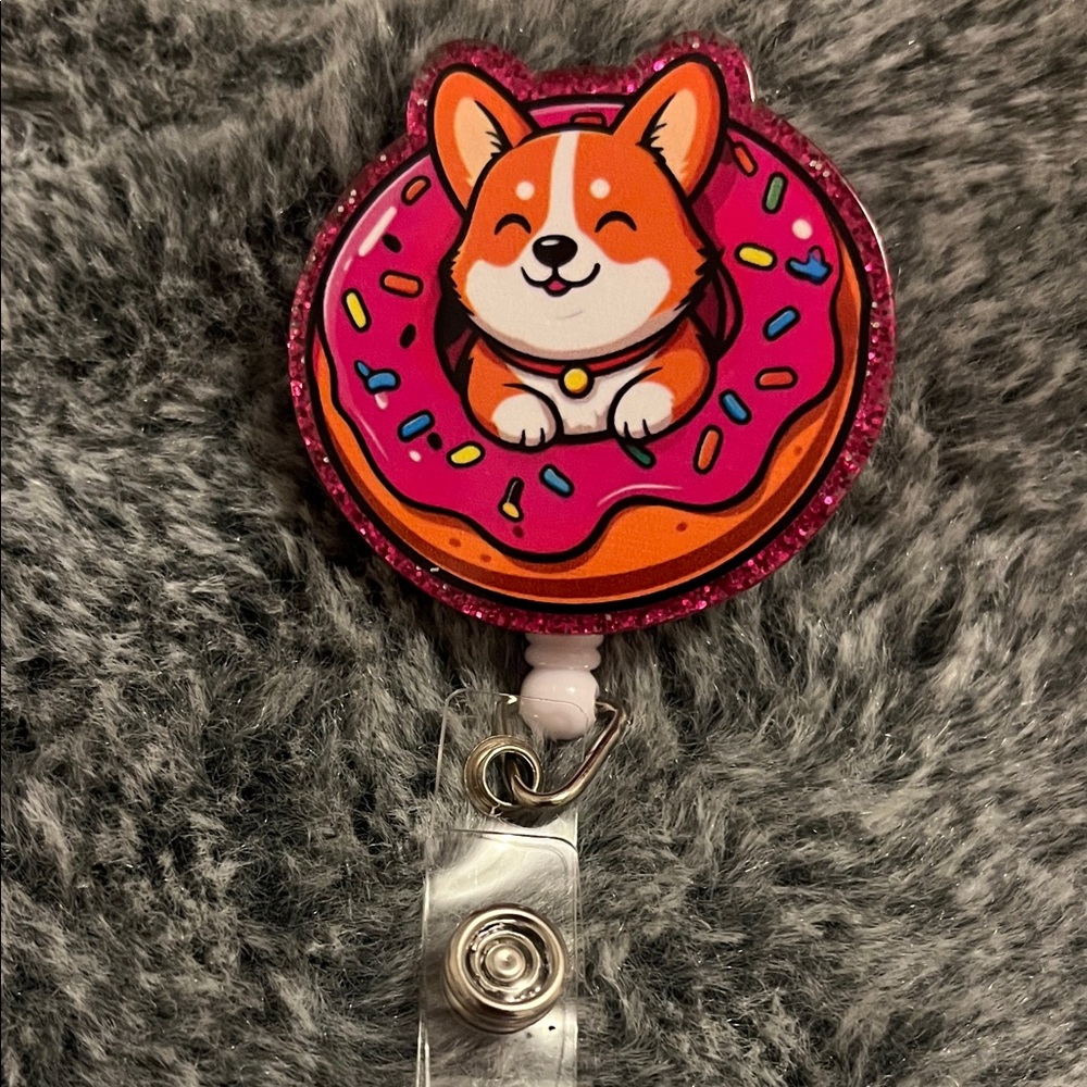 Cute Corgi Donut Badge Reel